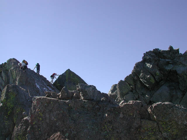 Climbing on the East Ridge (36691 bytes)