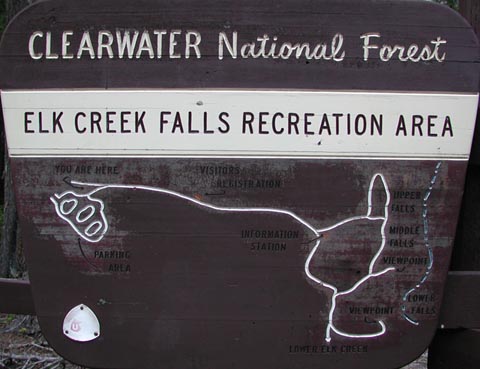 Elk Creek Falls Trail Map Sign (33505 bytes)