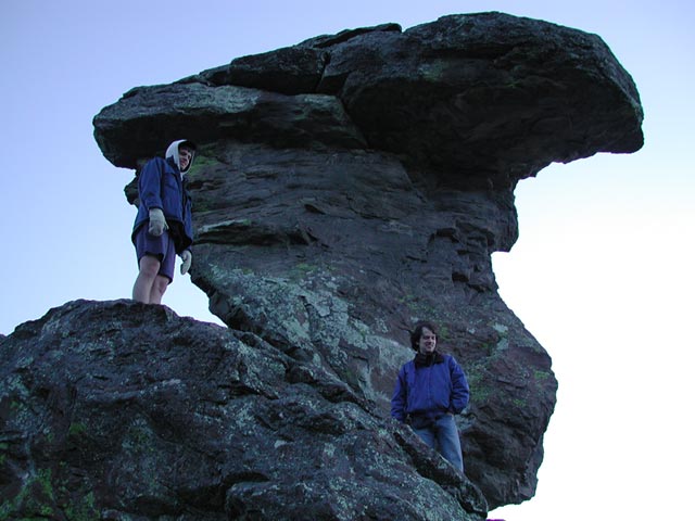 Jonathan and I Look Down from the Base of Balanced Rock (47849 bytes)